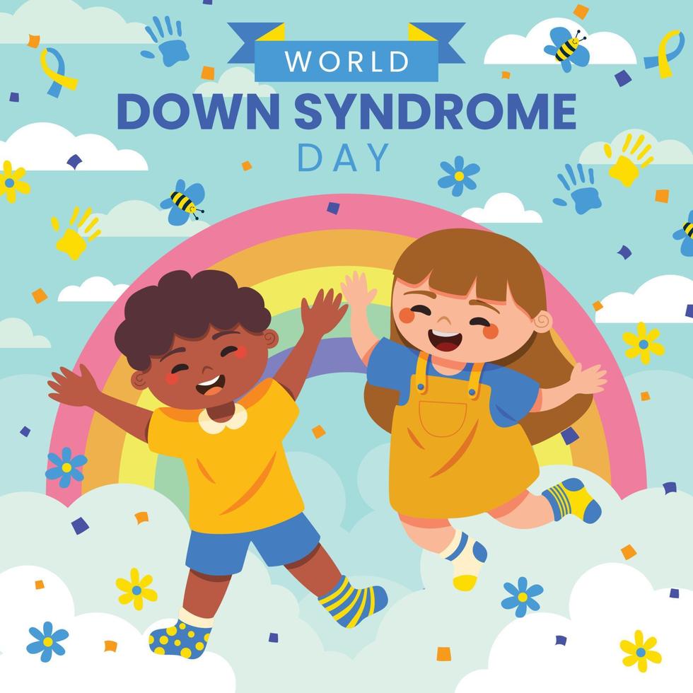 crianças felizes com síndrome de down vetor