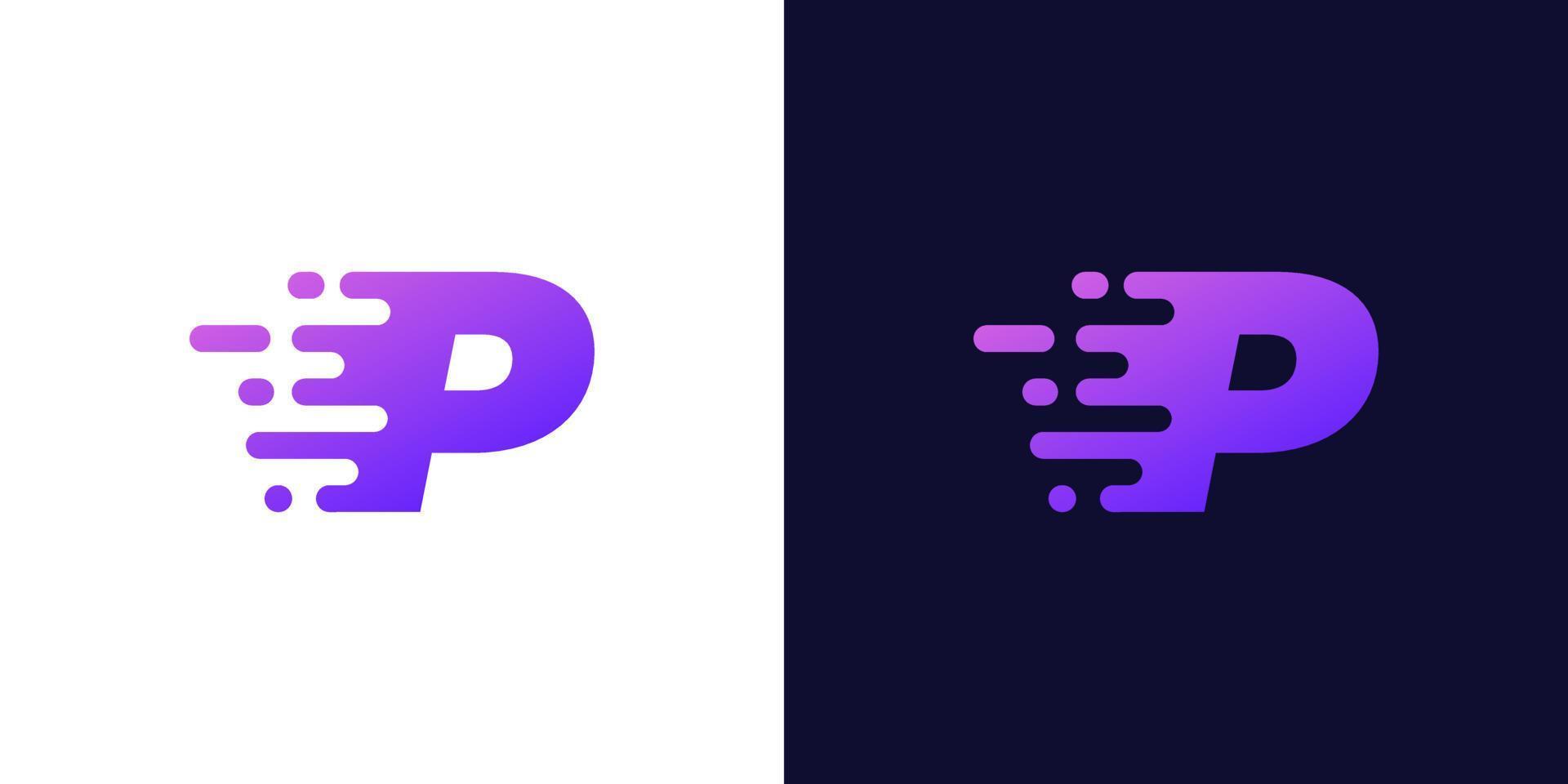 design de logotipo abstrato letra p. design moderno do logotipo do movimento letra p vetor