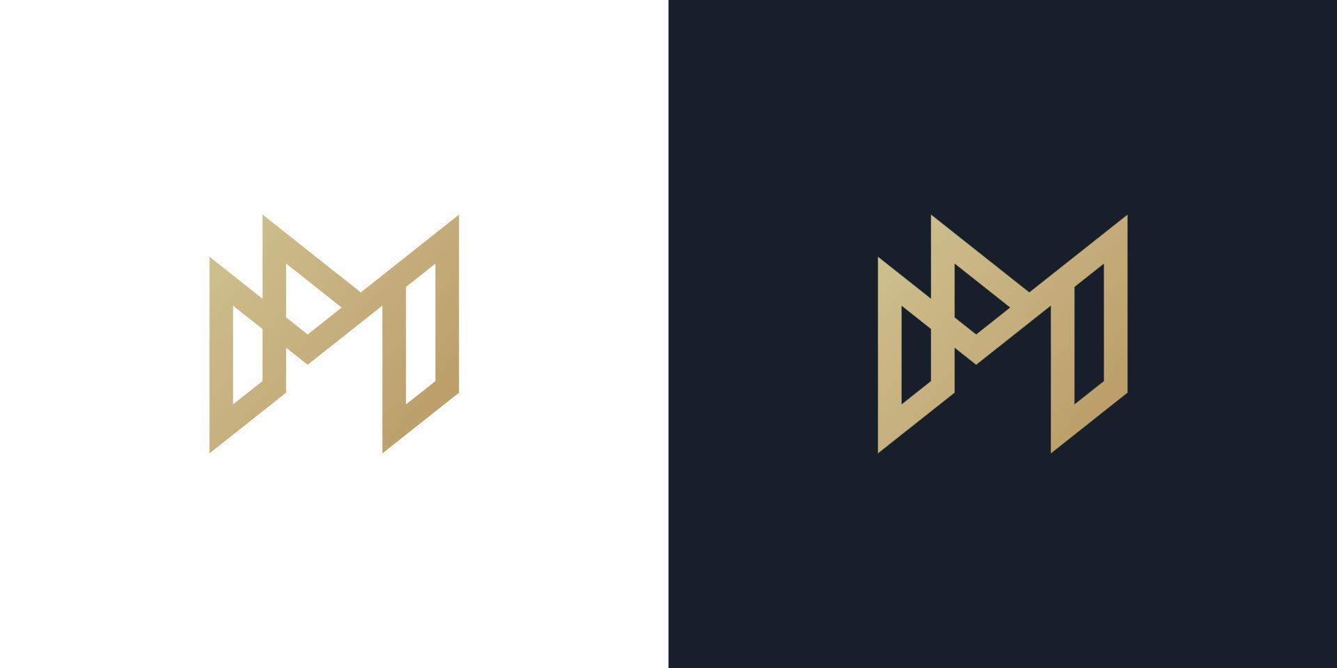design do logotipo da letra m usando a cor dourada e um estilo de linha simples vetor