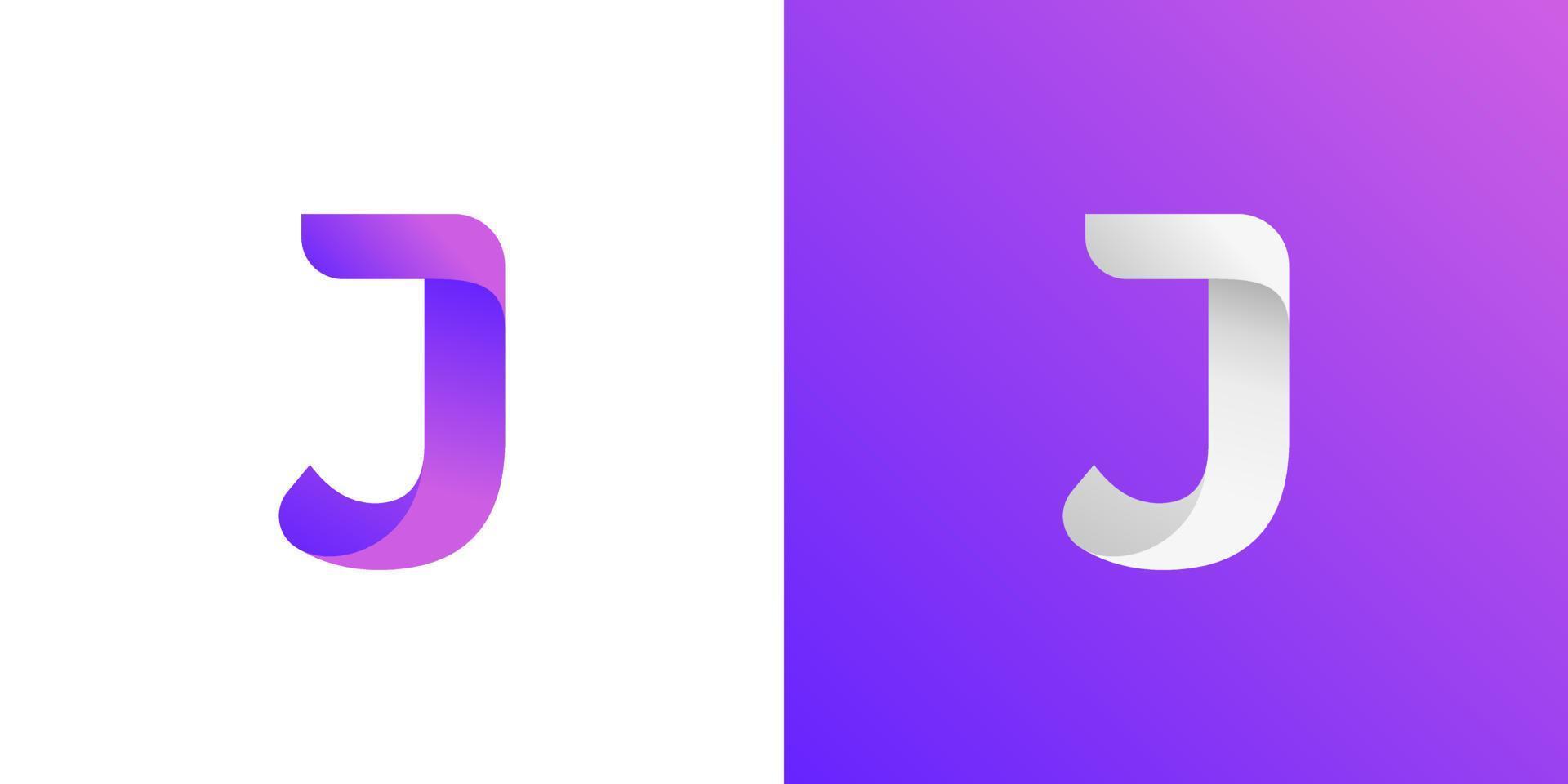 design de logotipo abstrato moderno letra j usando tendência de cor gradiente roxo hype moderno. ilustração vetorial vetor