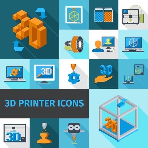 Impressora 3D Icons vetor