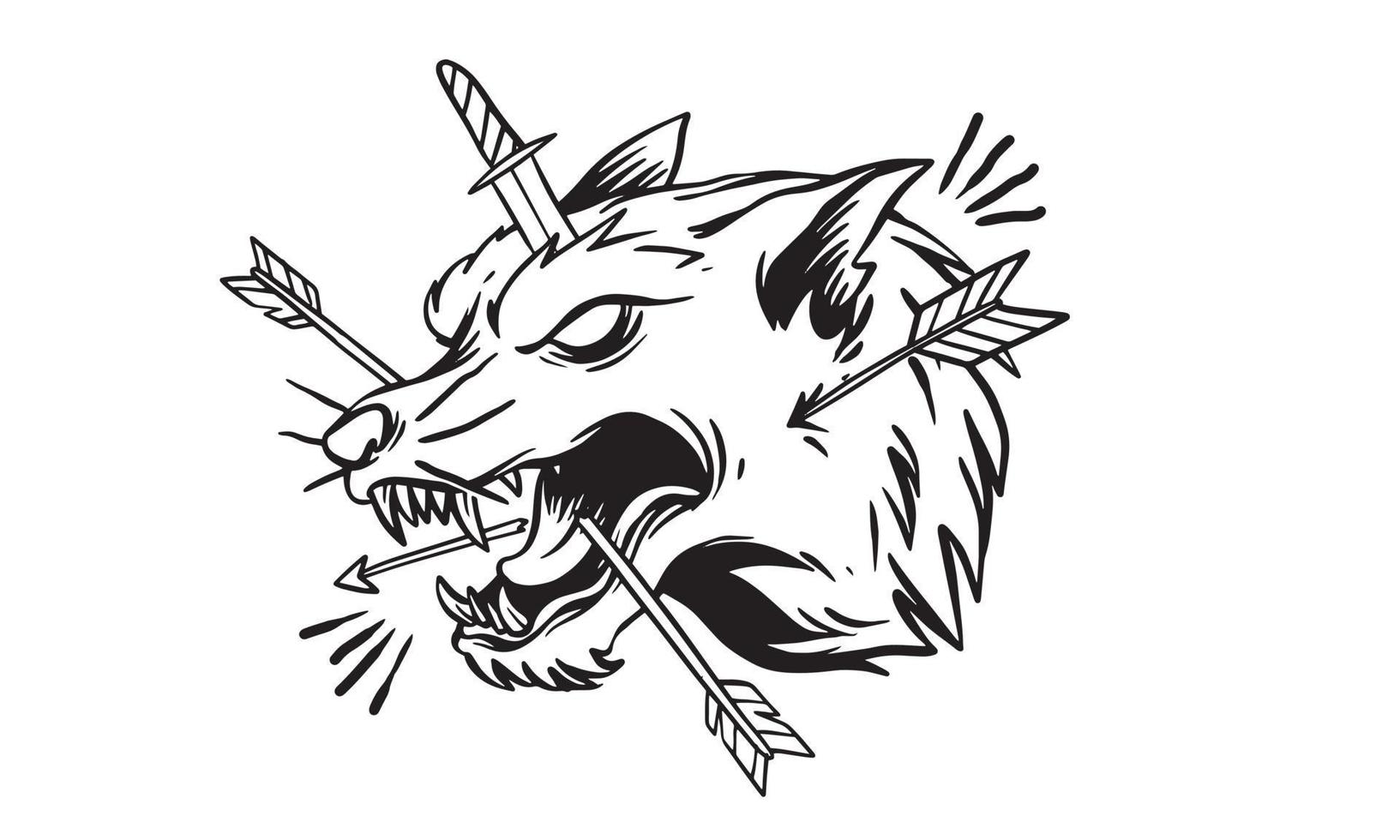 ilustração vetorial de lobo para design de t-shirt vetor