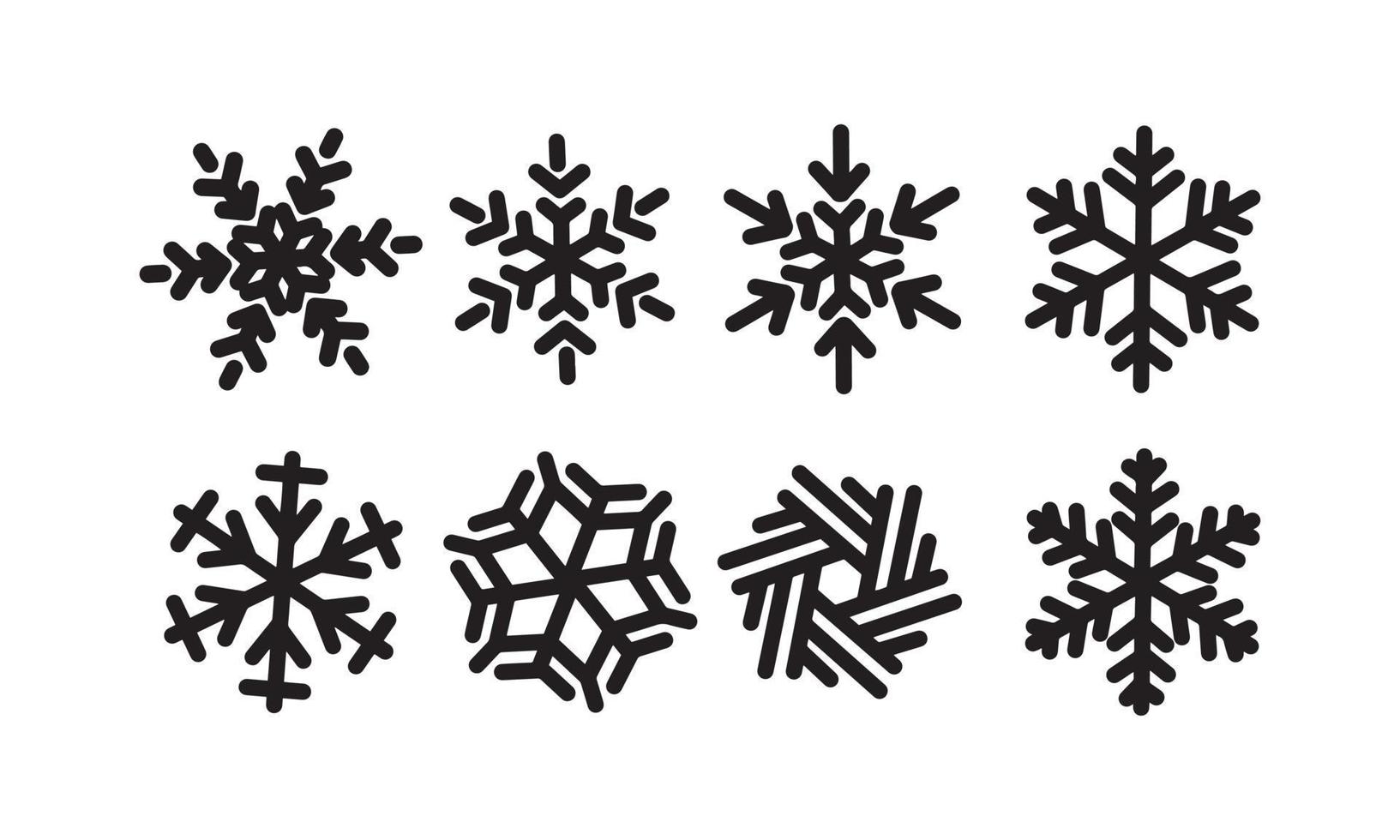conjunto de vetor de flocos de neve, ícone de inverno e Natal, fundo isolado