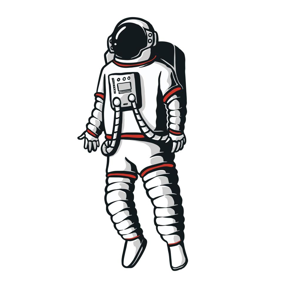 ilustração realista de um astronauta flutuante. desenho vetorial criativo de cosmonauta. ilustrado em estilo cartoon para temas futuristas e modernos. vetor