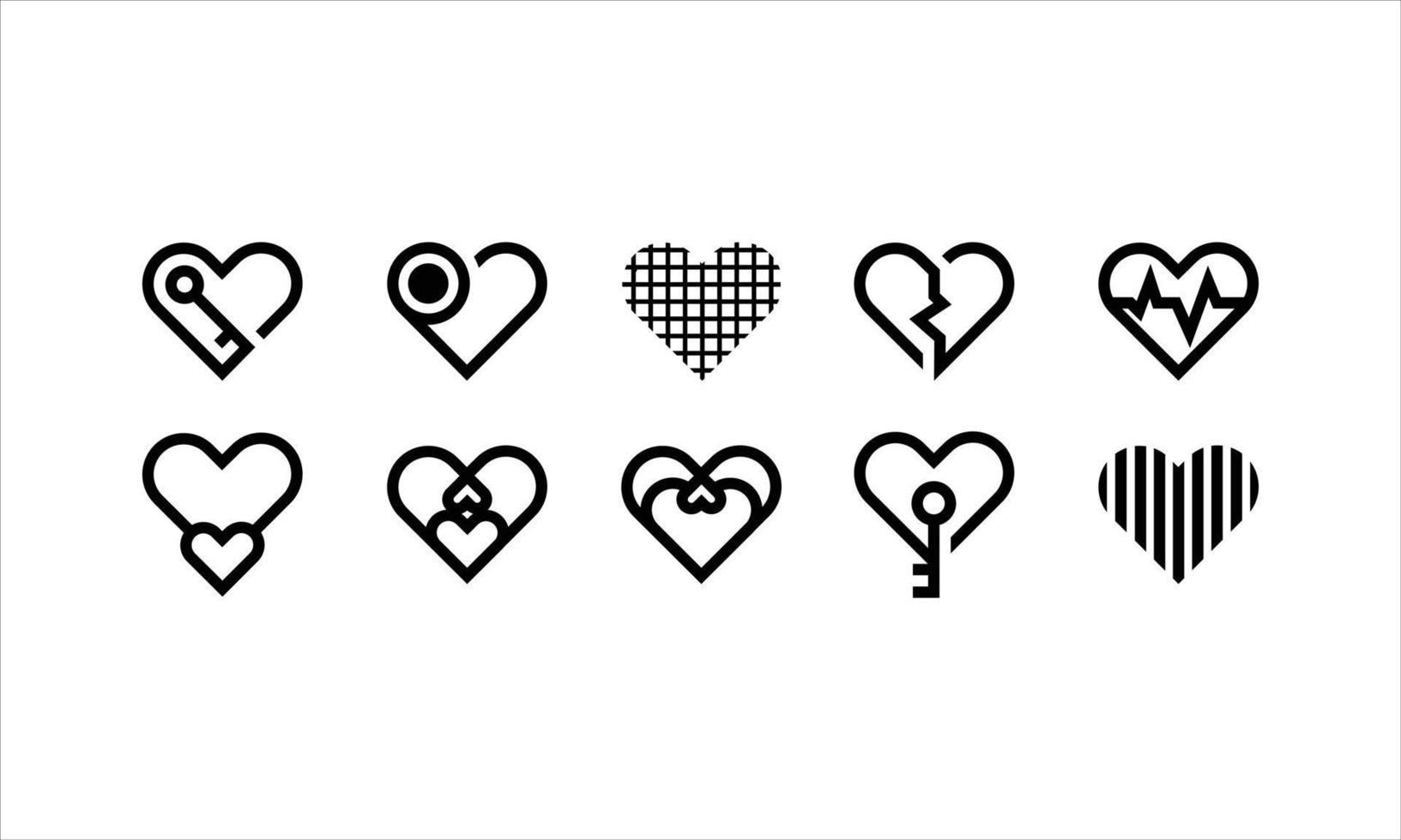 uma variedade de ícones de amor. conjunto de vários estilos de ilustração de coração ou amor para decoração de elemento criativo, símbolo, ícone e logotipo. vetor