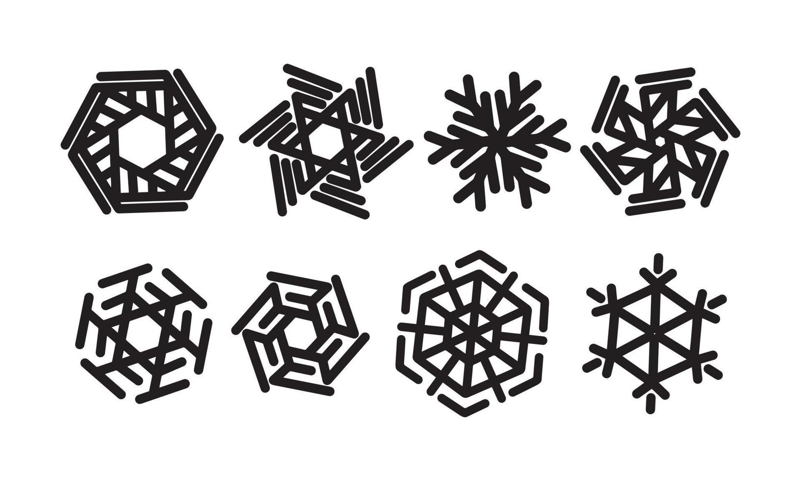 conjunto de vetor de flocos de neve, ícone de inverno e Natal, fundo isolado
