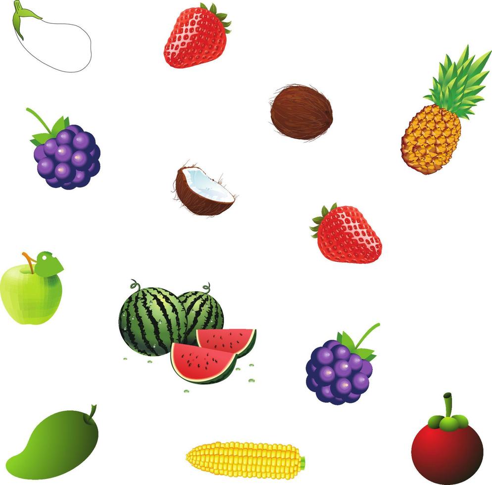 desenho animado de frutas misturadas vetor
