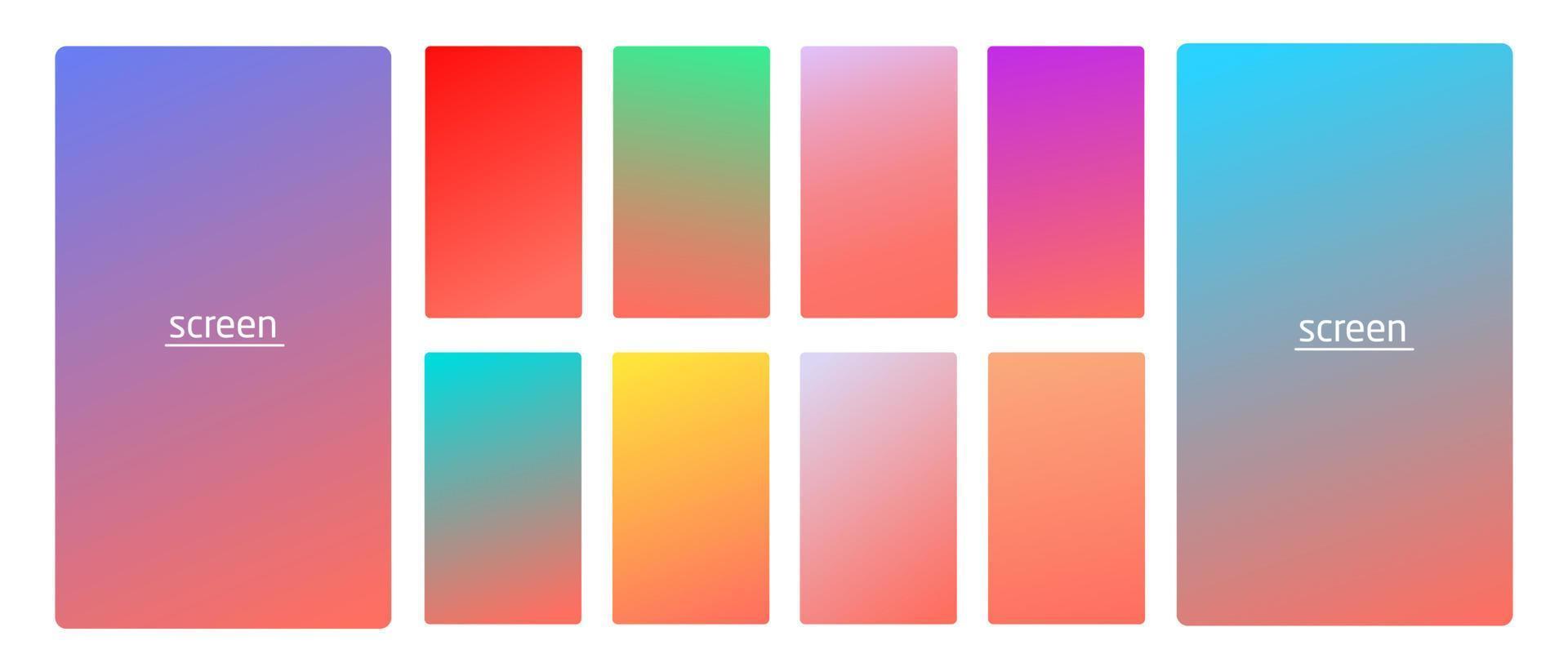 fundo de cor suave gradiente pastel vibrante e suave definido para dispositivos, pc e tela do smartphone moderno fundos de cor pastel suave vector ux e ui design illustration.