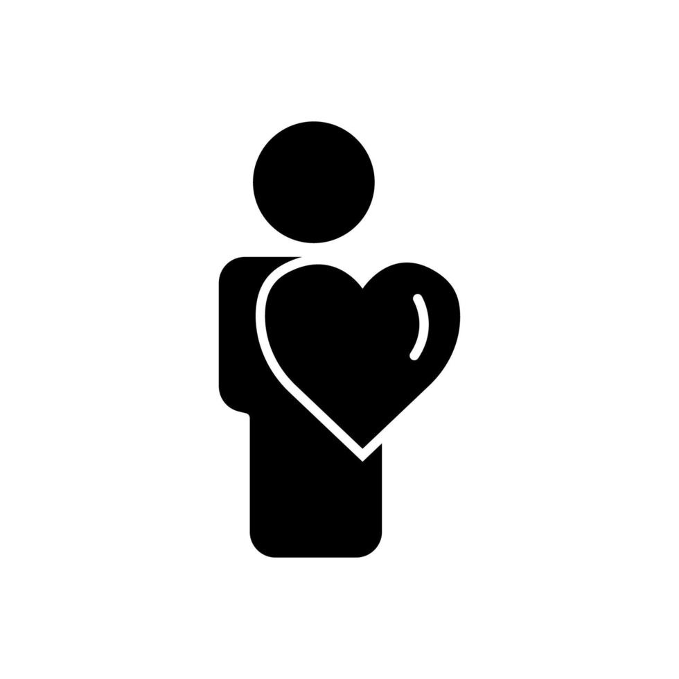 ícone de pessoas com o coração. símbolo de caridade, doação, humanidade. curso editável. vetor de modelo de design