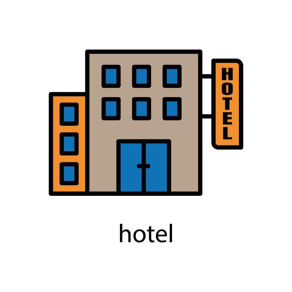 ícone de cor linear do hotel. curso editável. vetor de modelo de design