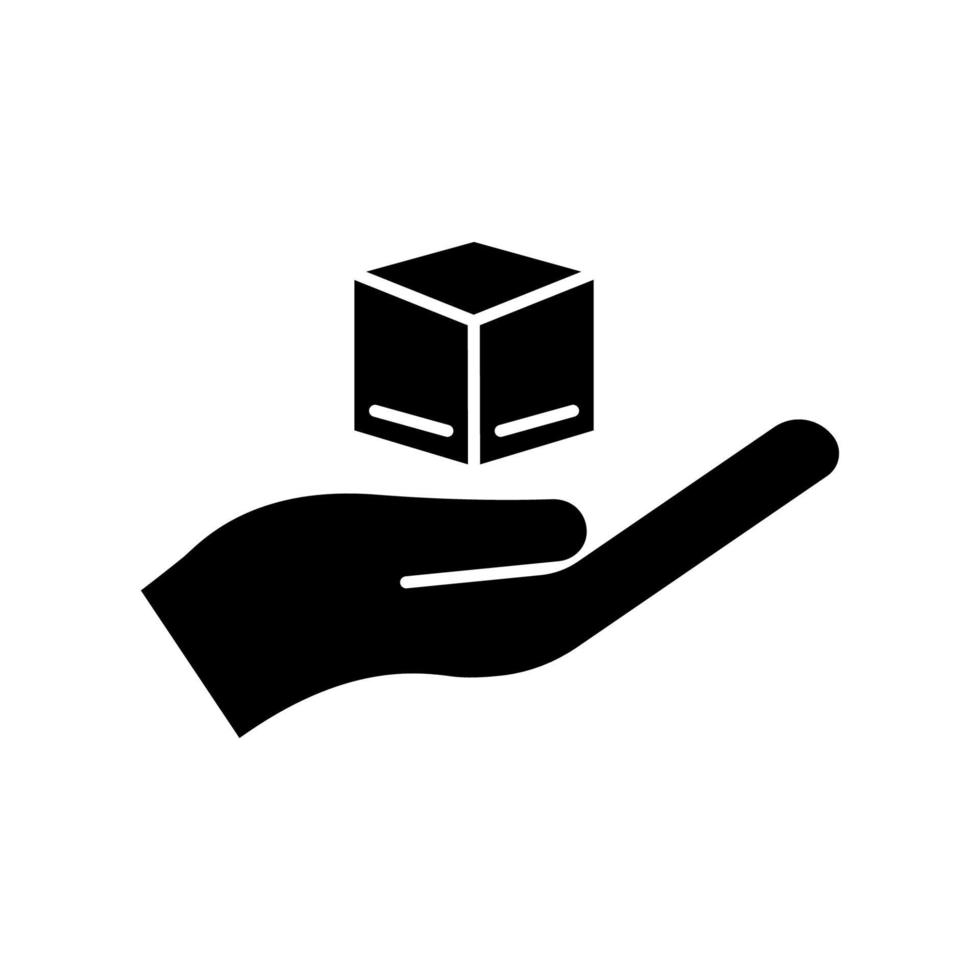 ícone de mão com caixa de caridade. símbolo de caridade, doação, humanidade. curso editável. vetor de modelo de design