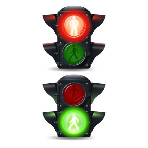 Conjunto de pedestres semáforos vetor