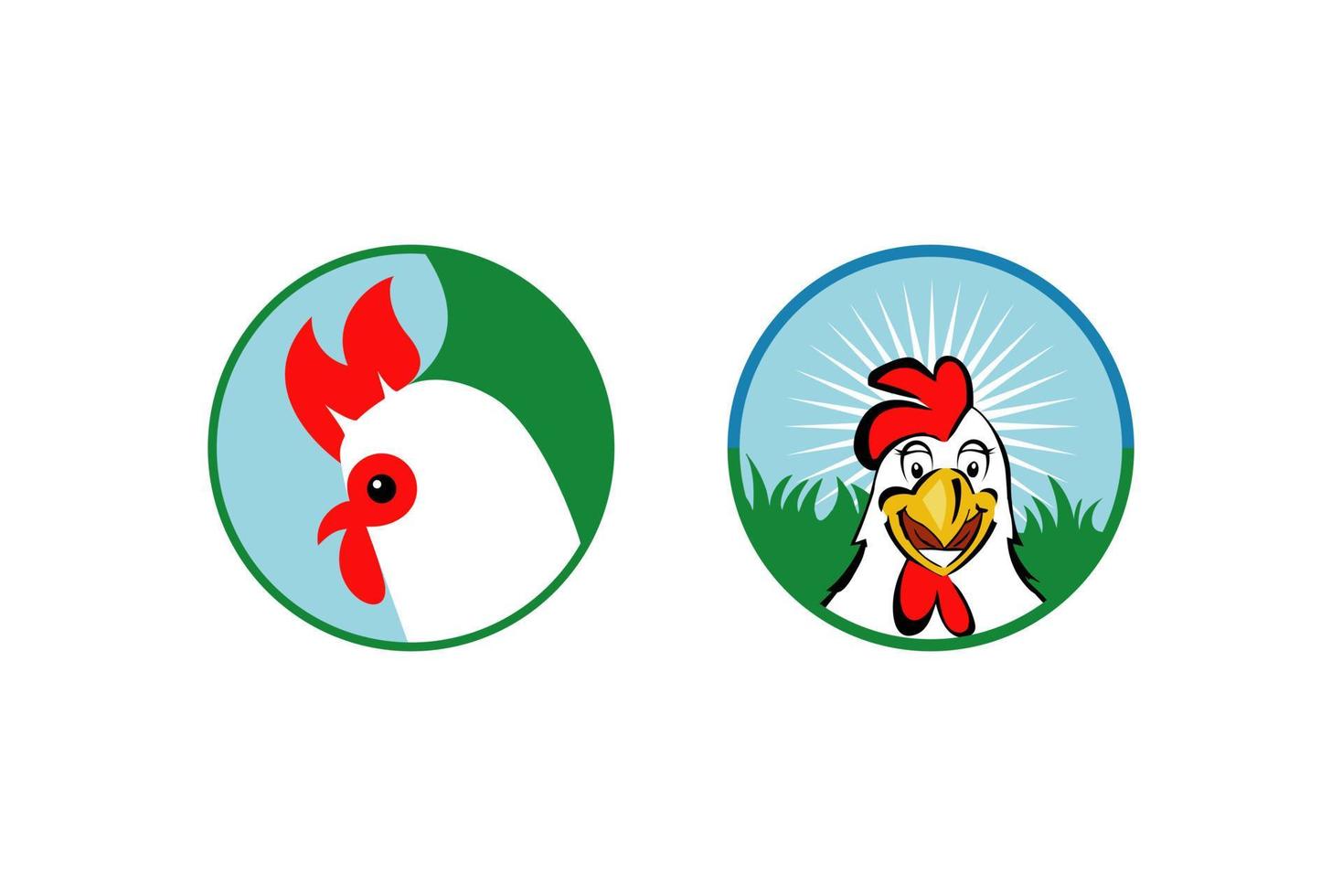 dois tipos de vetor de design de logotipo de frango ou galo