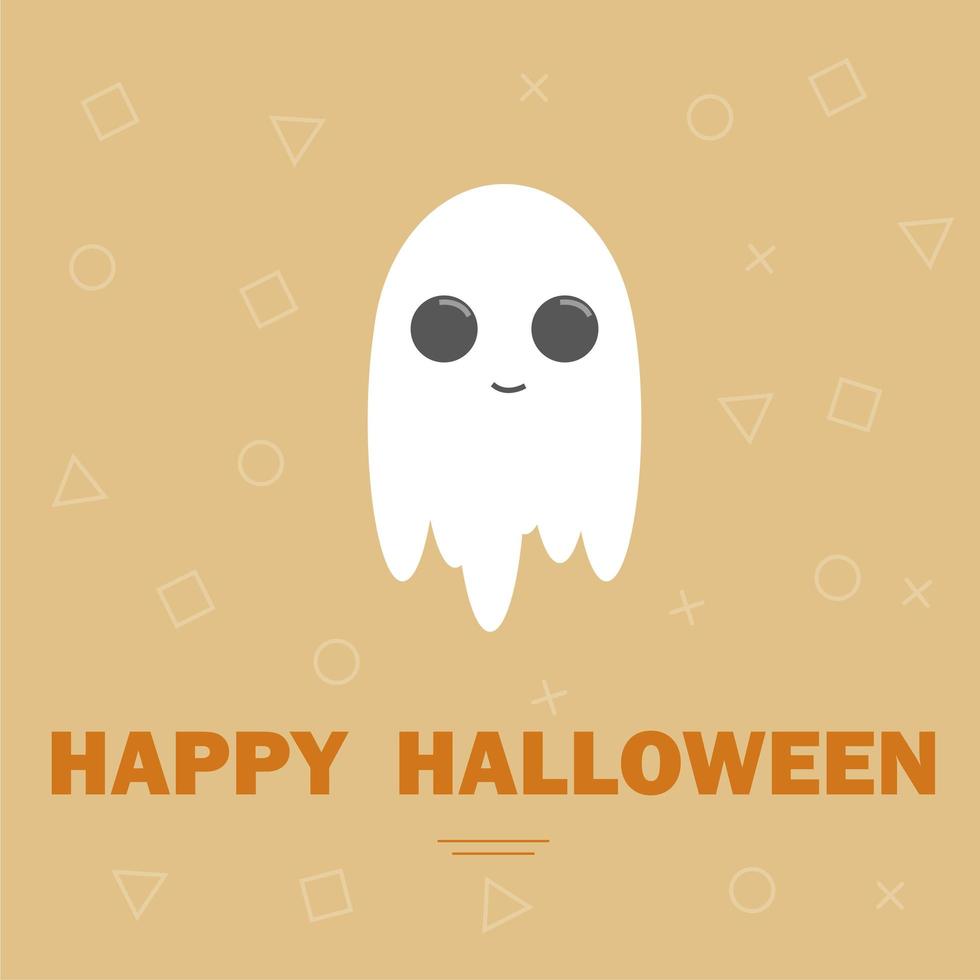 fantasma fofo, banner de halloween de design plano, ilustração vetorial vetor