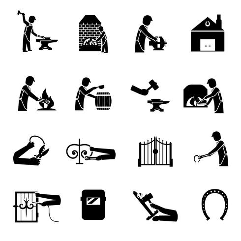 Blacksmith Icons Preto vetor