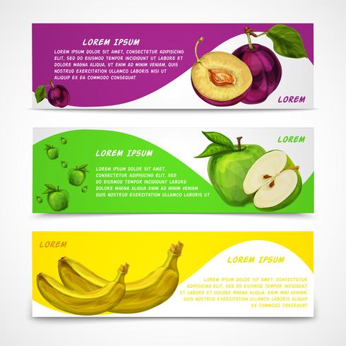 Coleção de banners de frutas mistas vetor