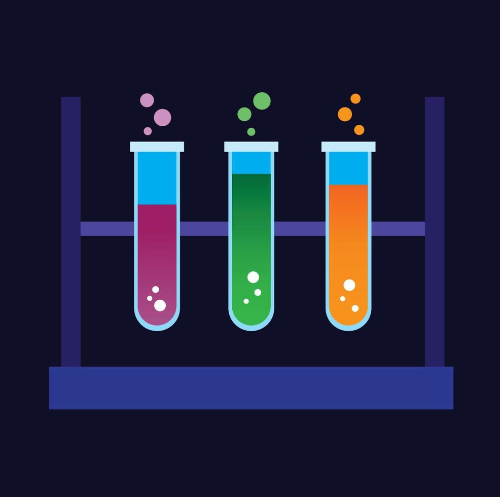 líquidos químicos do tubo de ensaio, ícone da ferramenta de laboratório de experimento químico. vetor de ilustração plana de ferramenta científica