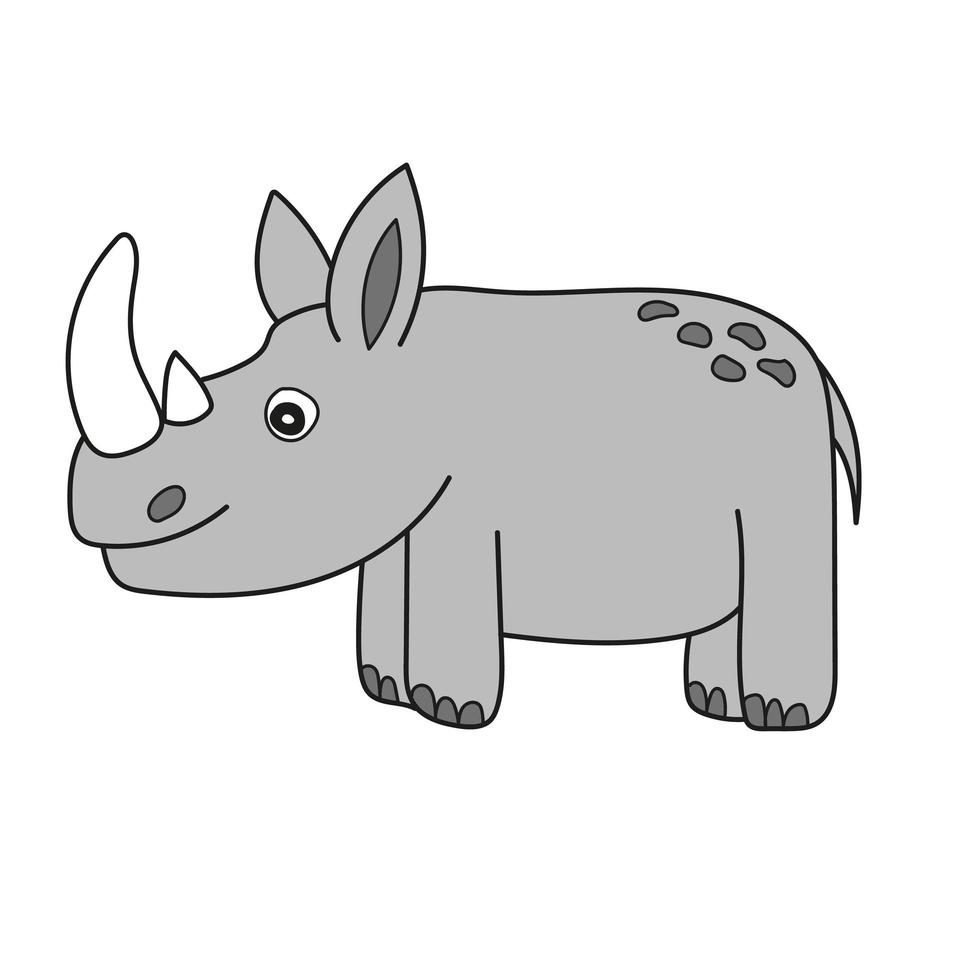 ícone de desenho simples. rinoceronte em um estilo cartoon sobre fundo branco. vetor