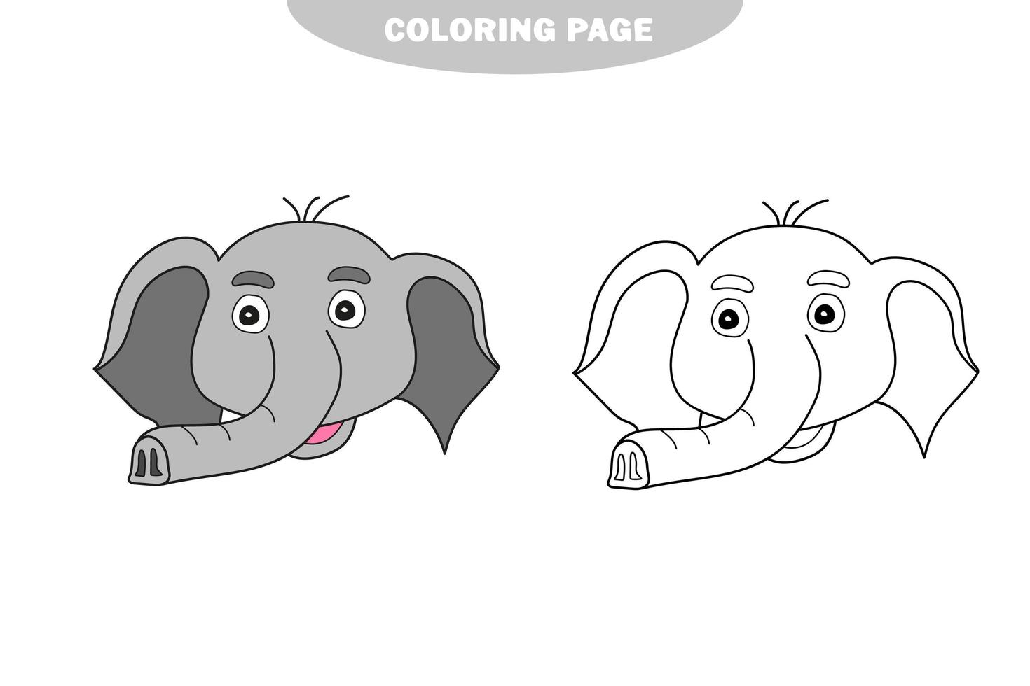 página para colorir simples. elefante para ser colorido, livro de colorir para crianças em idade pré-escolar vetor