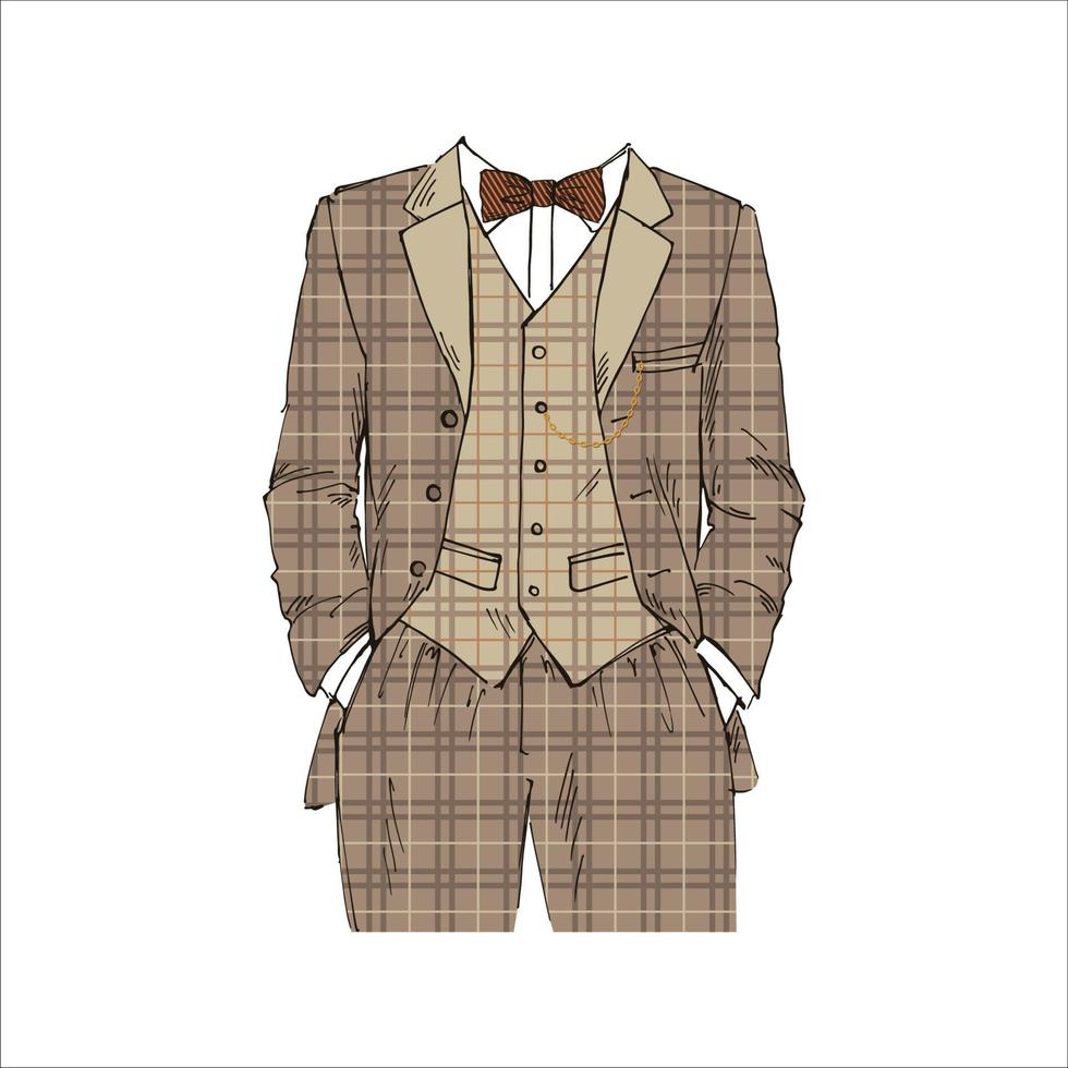 ilustração em vetor de um terno masculino, adequado para ícones ou para uso em negócios de roupas e moda