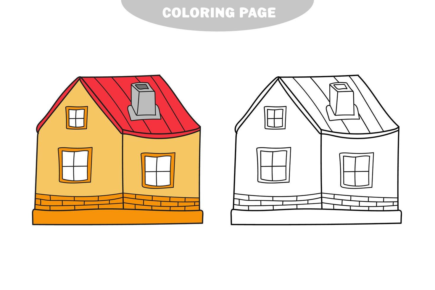 página para colorir simples. ilustração em preto e branco de uma casa. vetor. vetor