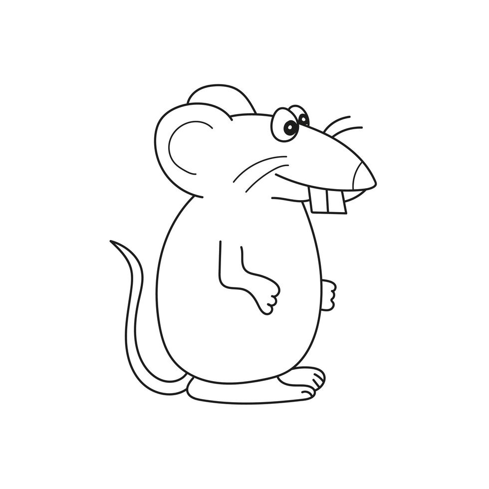 página para colorir simples. um rato fofo - ilustração vetorial linear para colorir vetor