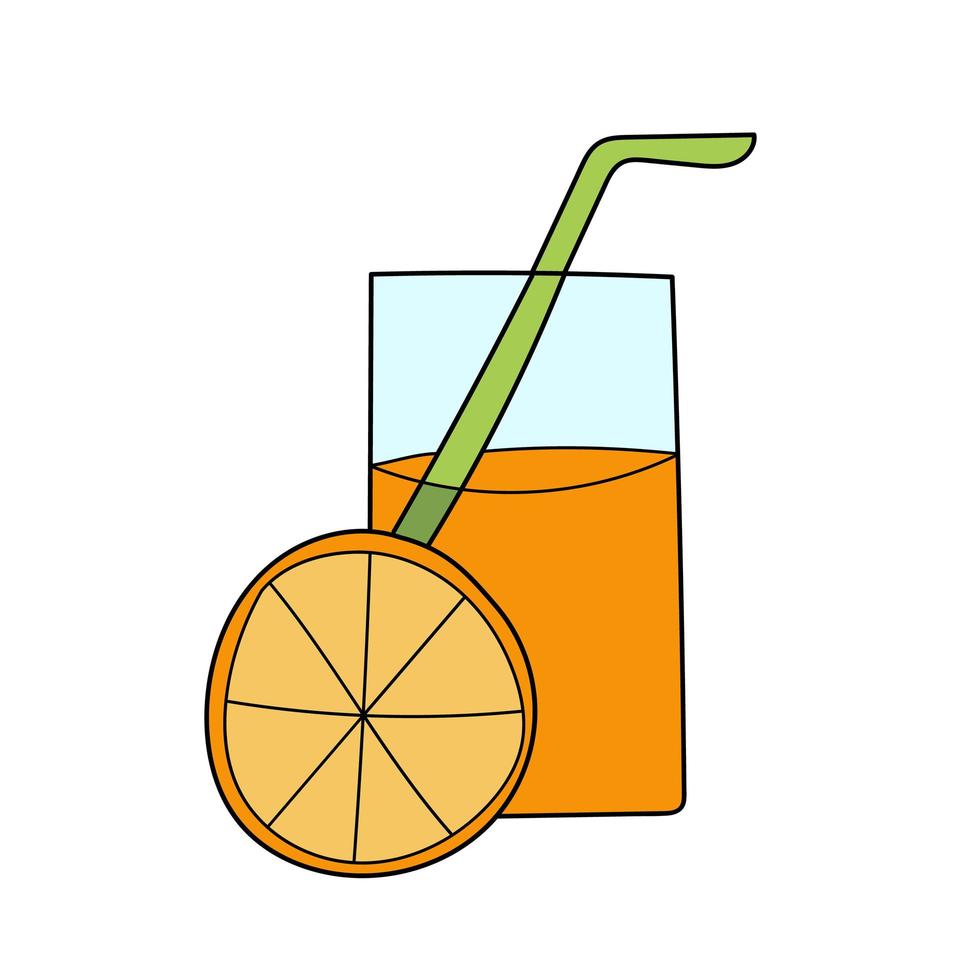 ícone de desenho simples. copo de suco de laranja isolado em um fundo branco. vetor