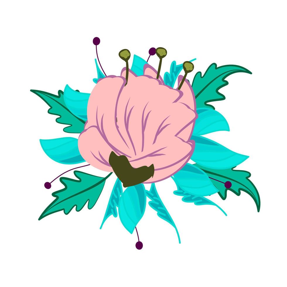 ilustração em vetor flor logo folha e árvore