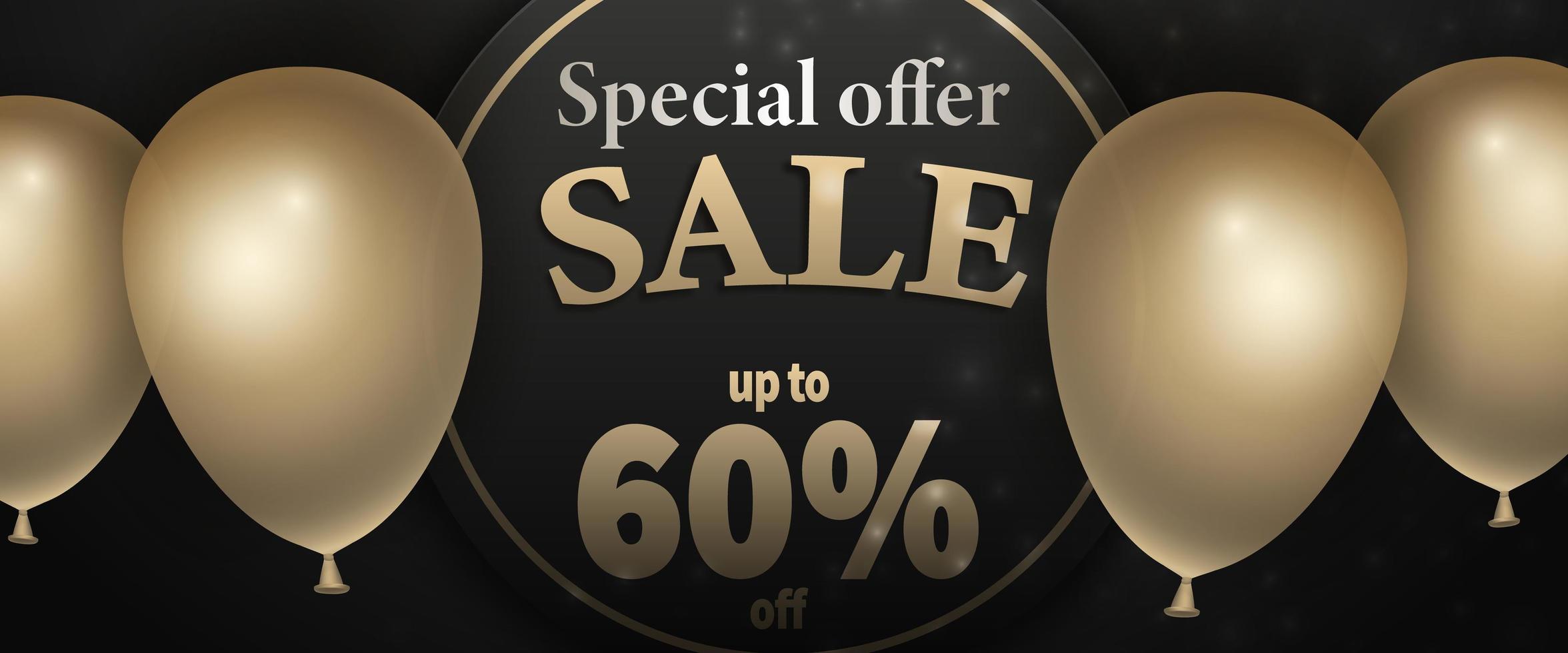 banner de venda de oferta especial em fundo preto de luxo vetor