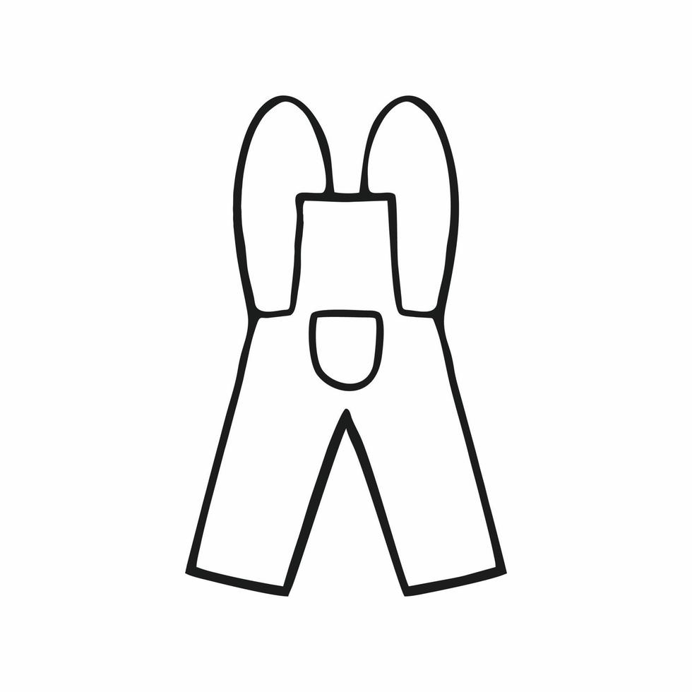 macacão infantil com calça desenhada à mão. ícone do vetor de roupas infantis, isolado em um fundo branco. ilustração do contorno do doodle para adesivos, livretos e cartões postais. coisas para recém-nascidos.