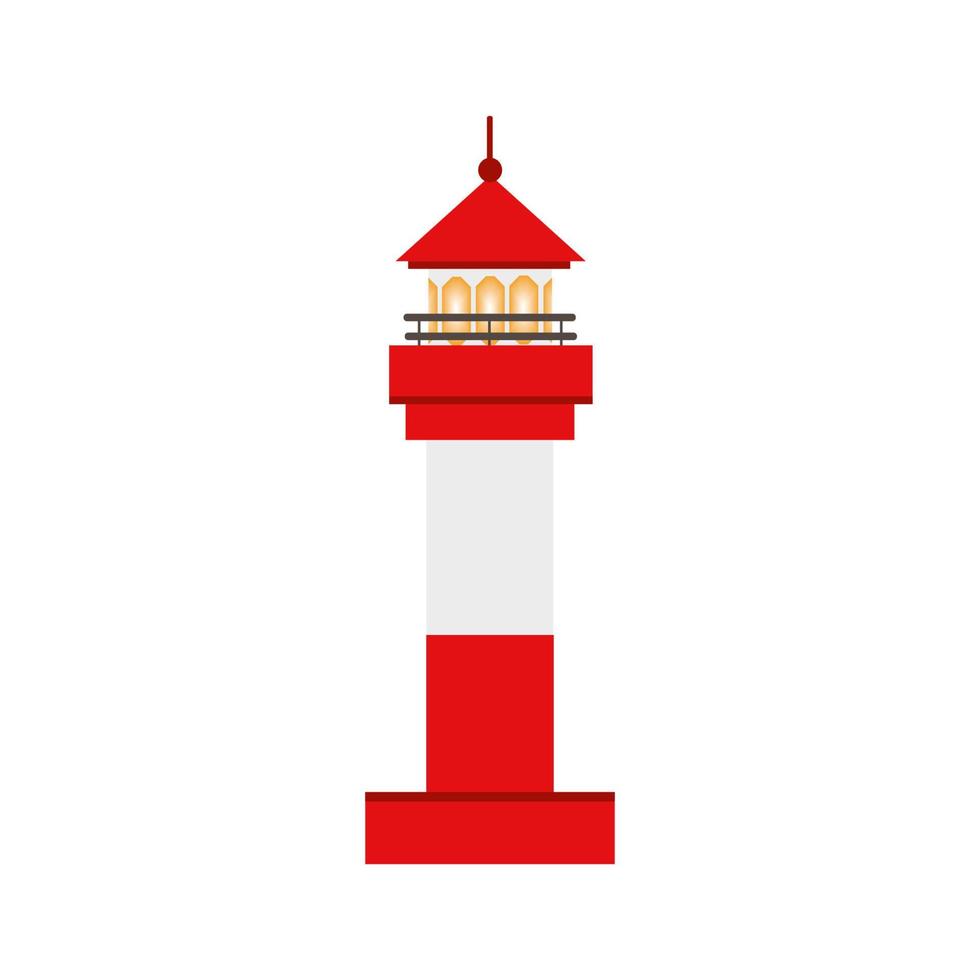 lindo farol vermelho. ilustração em vetor desenho animado infantil. o ícone do farol. concepção de livros infantis, postais, cartazes, elementos de decoração.