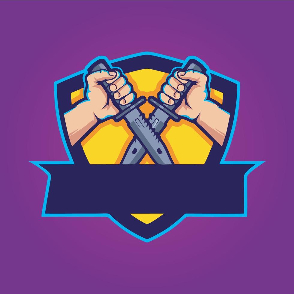 vetor de design de logotipo de mascote gamer, ilustração de gamer para a equipe de esporte. estilo de conceito de ilustrador moderno para crachá