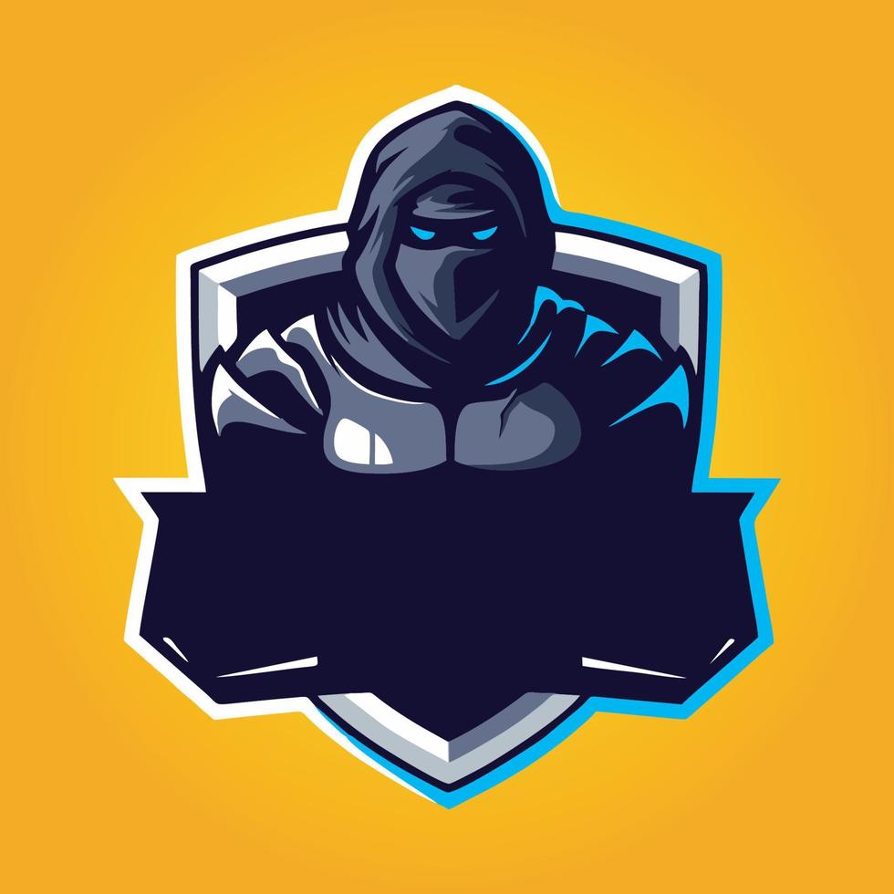 vetor de design de logotipo de mascote gamer, ilustração de gamer para a equipe de esporte. estilo de conceito de ilustrador moderno para crachá