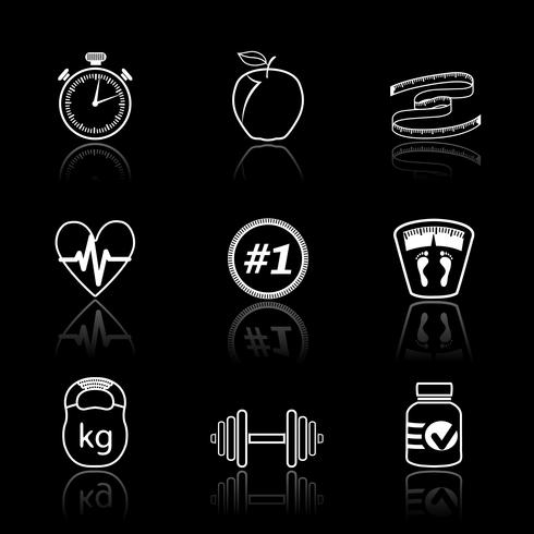 Conjunto de ícones de esporte fitness vetor