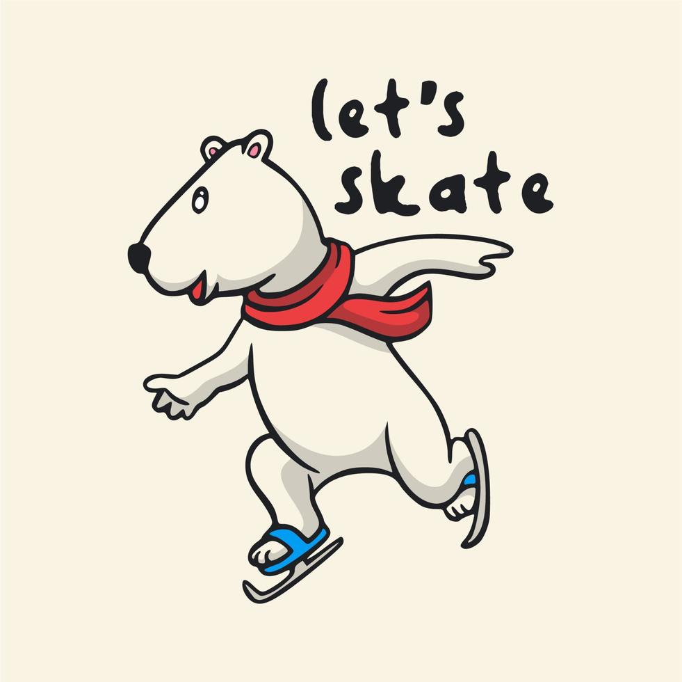 tipografia de slogan animal vintage vamos patinar para o design de camisetas vetor