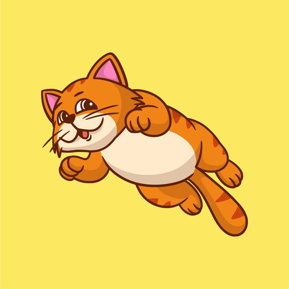 desenho animado animal design gato salto fofo mascote logo vetor