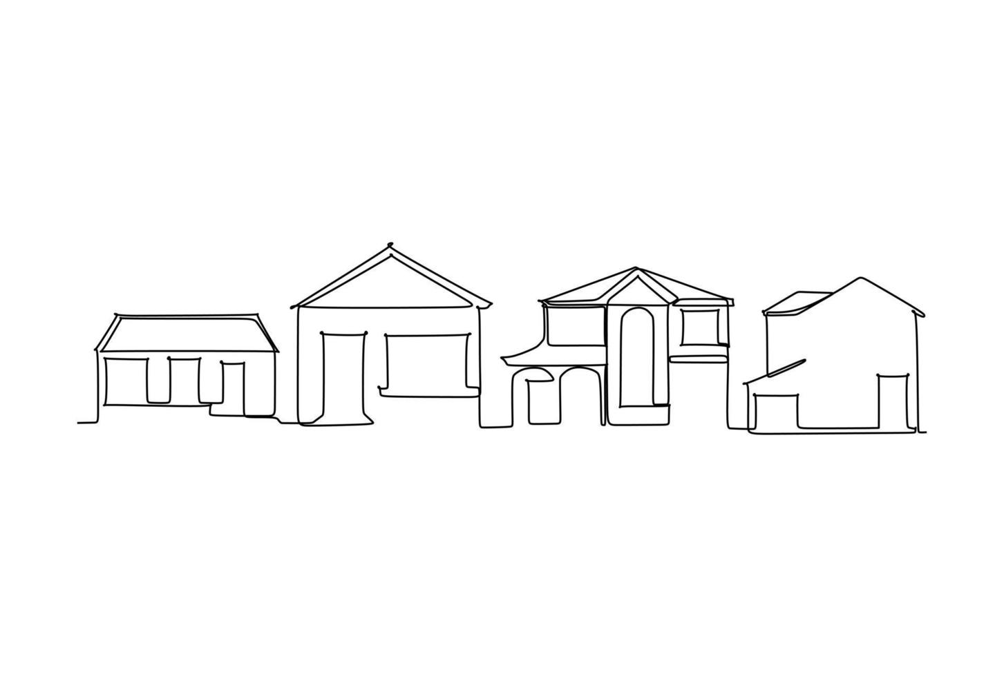 desenho de linha única do horizonte de residência. modelo de paisagem de cidade e edifícios. melhor arte de decoração de parede de destino de férias. ilustração em vetor desenho linha contínua editável na moda