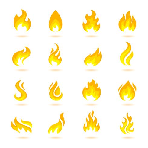 Ícones de chamas de fogo vetor