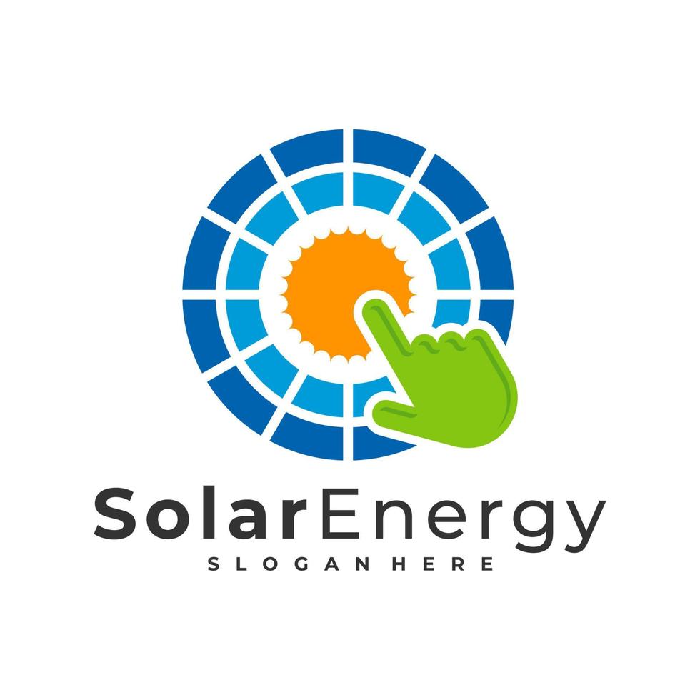 toque modelo de vetor de logotipo solar, conceitos de design de logotipo de energia de painel solar criativo