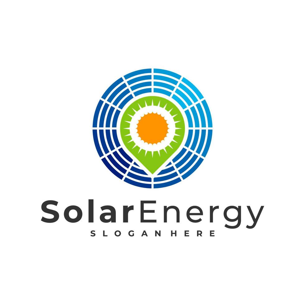 modelo de vetor de logotipo solar de ponto, conceitos de design de logotipo de energia de painel solar criativo