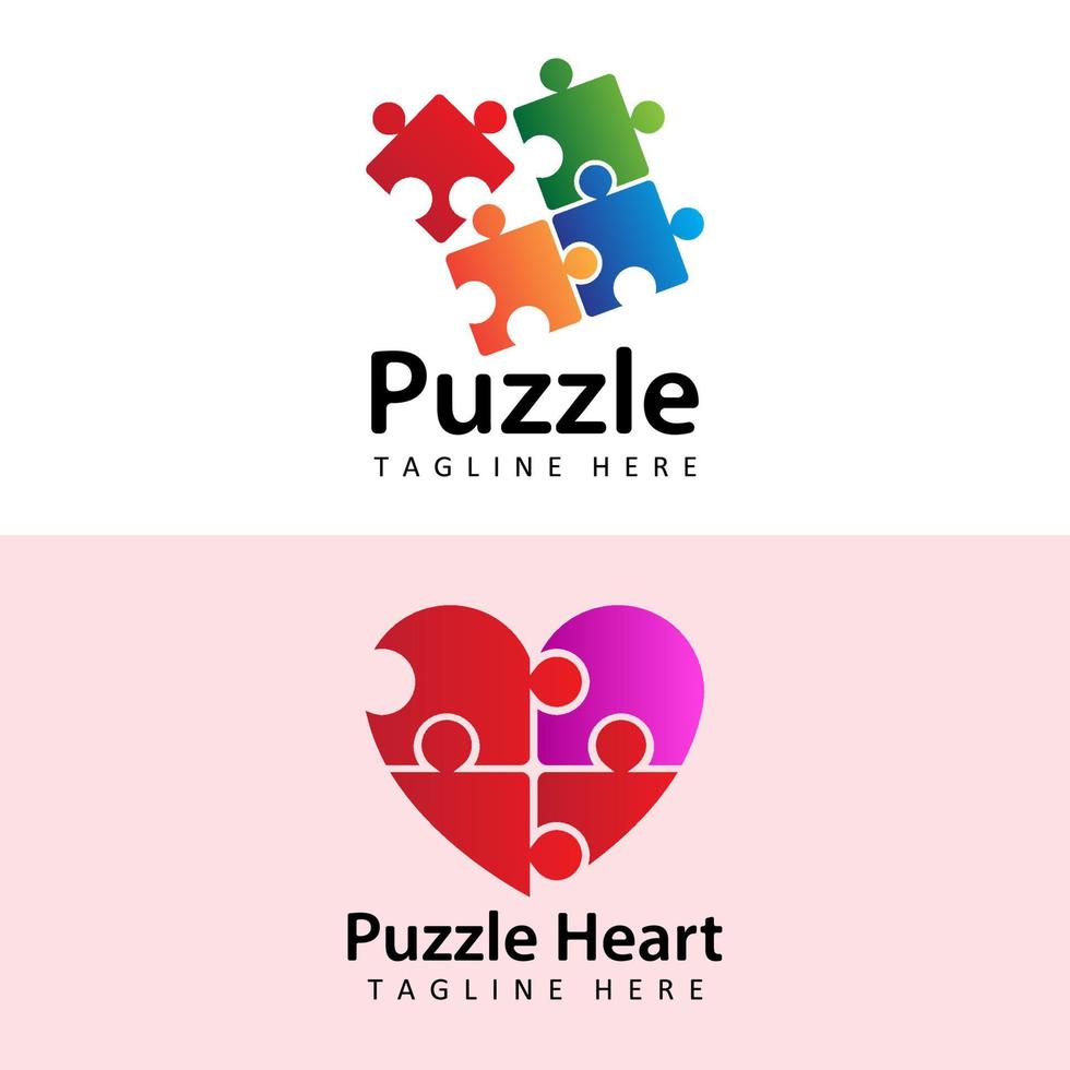 vetor de design de modelo de logotipo de quebra-cabeça em fundo isolado. logotipo do conceito de conscientização do autismo para uma organização de caridade, centro médico ou de bem-estar.