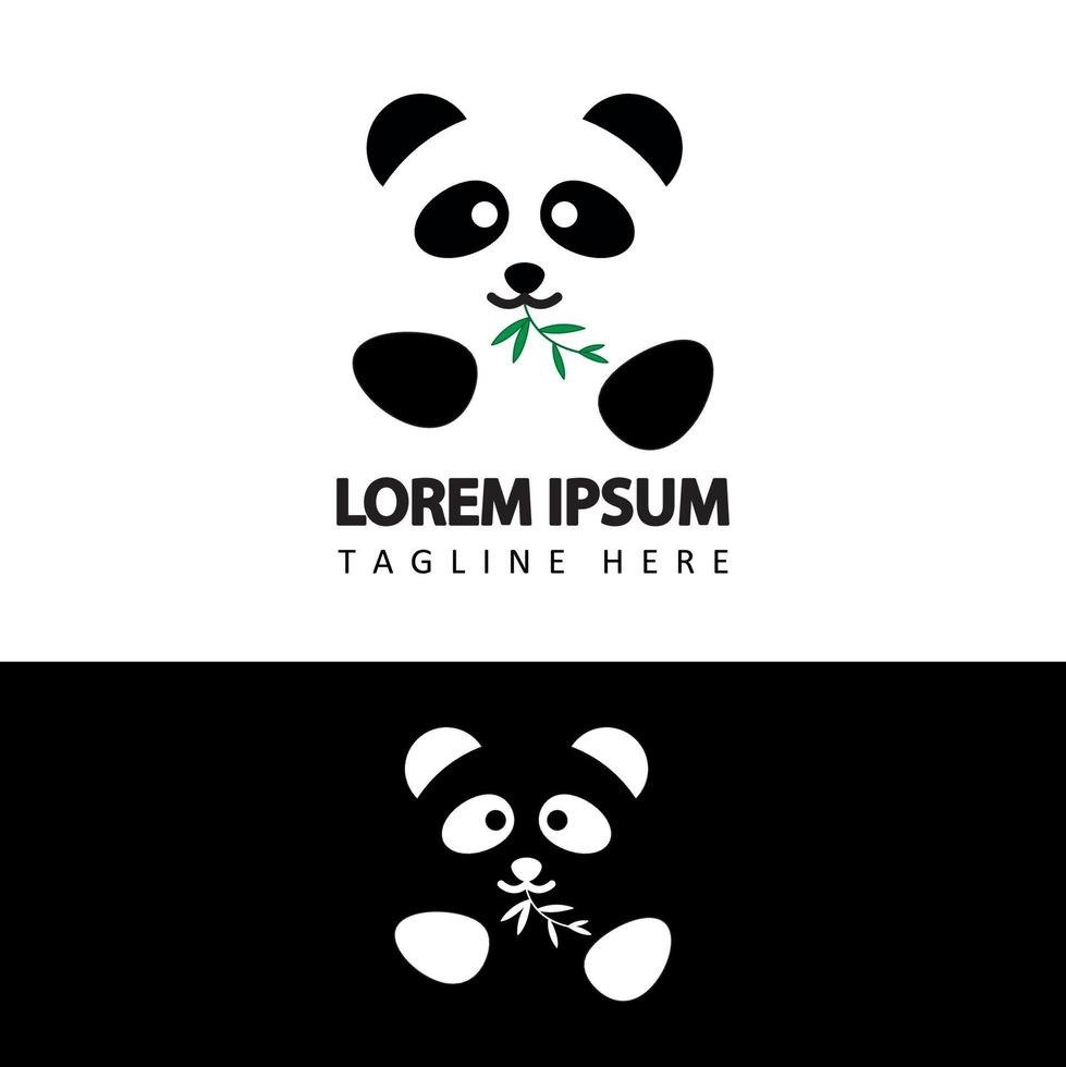 Vetor de design de modelo de logotipo de panda em fundo branco isolado