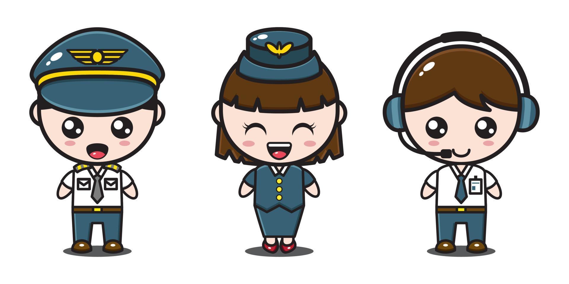 piloto, comissário de bordo, coleção de avião do operador vetor