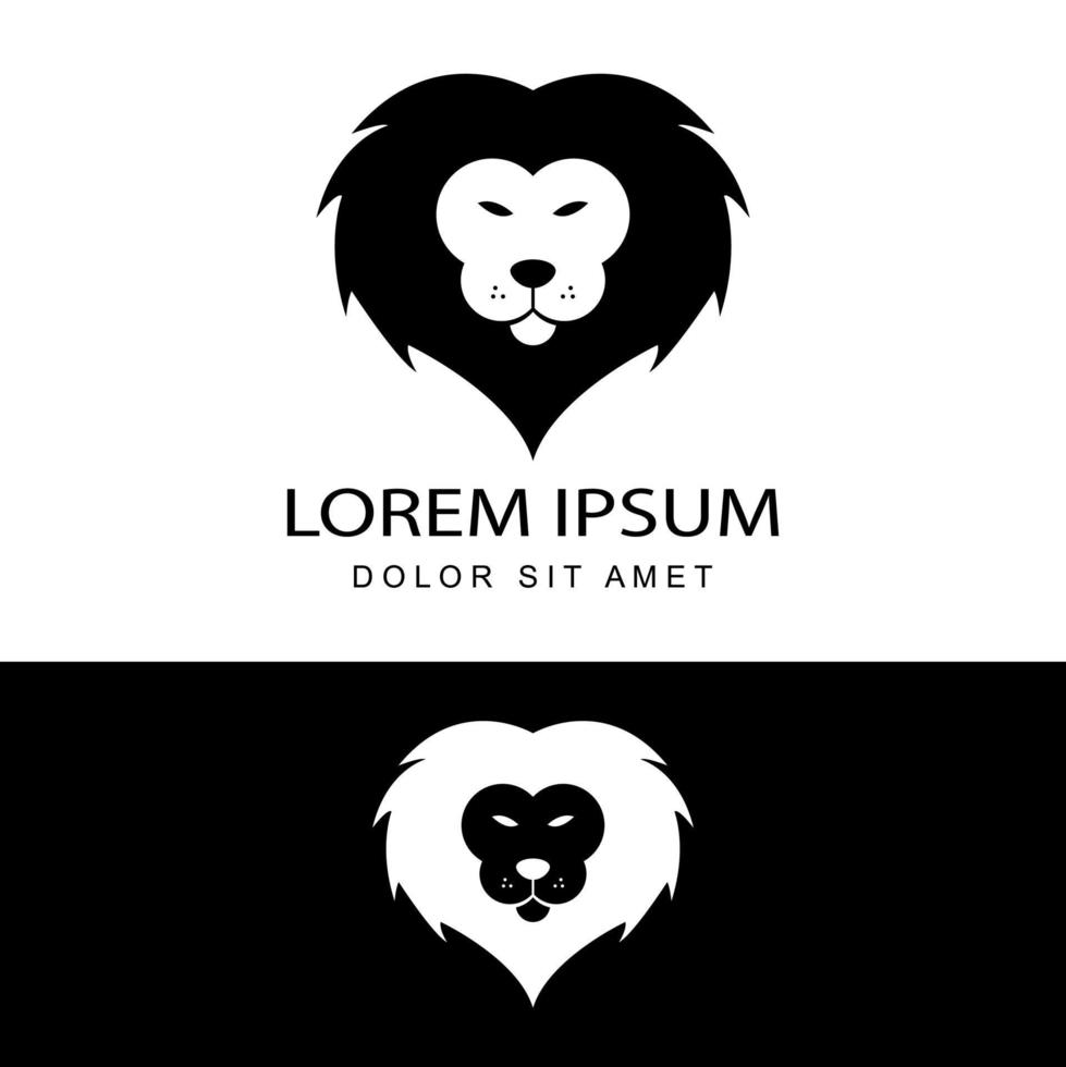 Vetor de design de modelo de logotipo de rei leão em fundo isolado