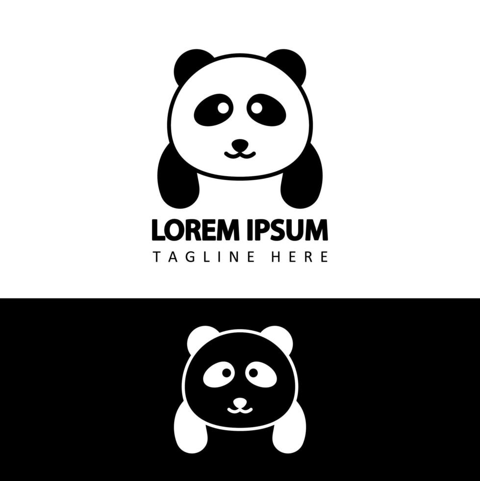 Vetor de design de modelo de logotipo de panda em fundo branco isolado