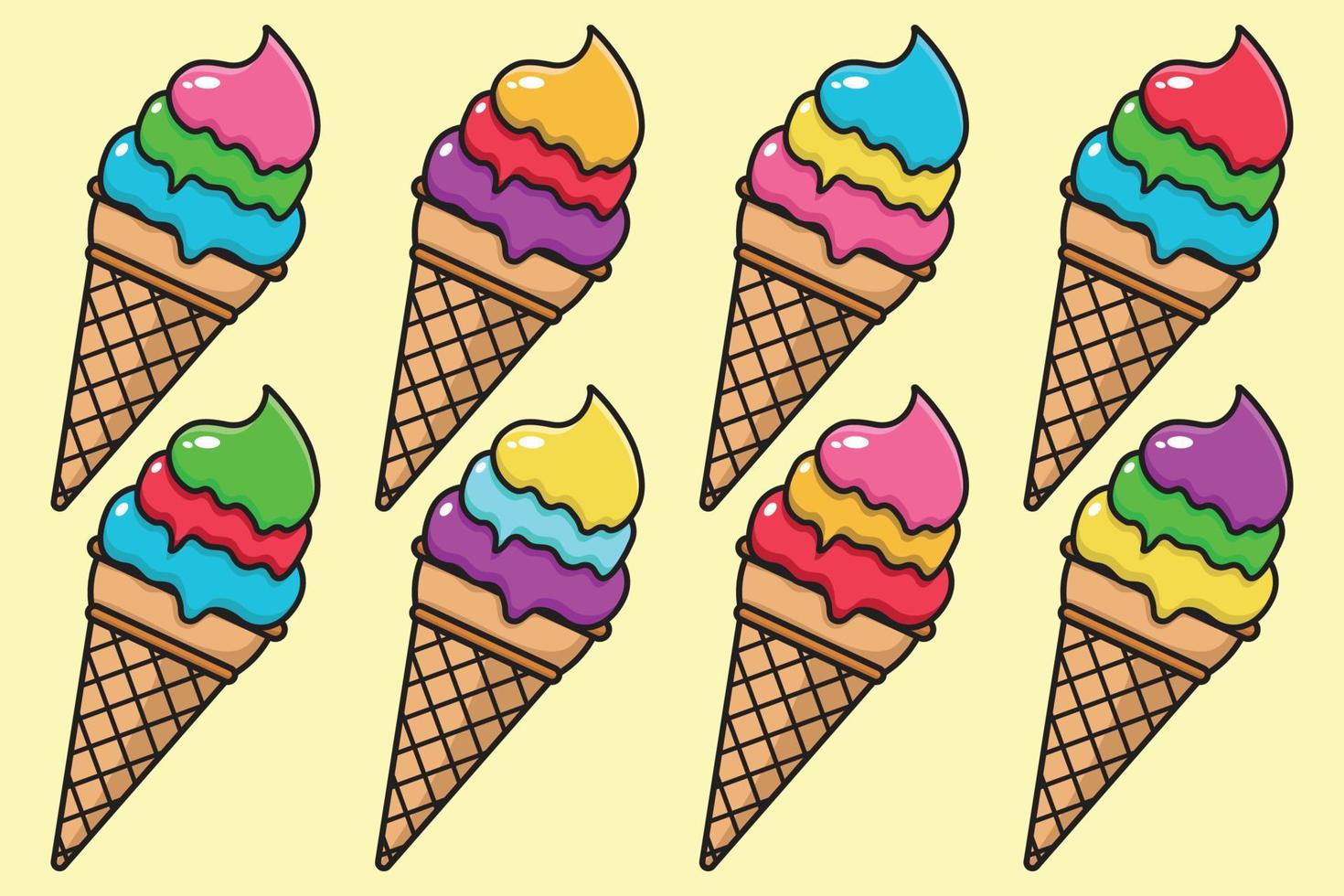 coleção de pacotes de sorvete colorido vetor