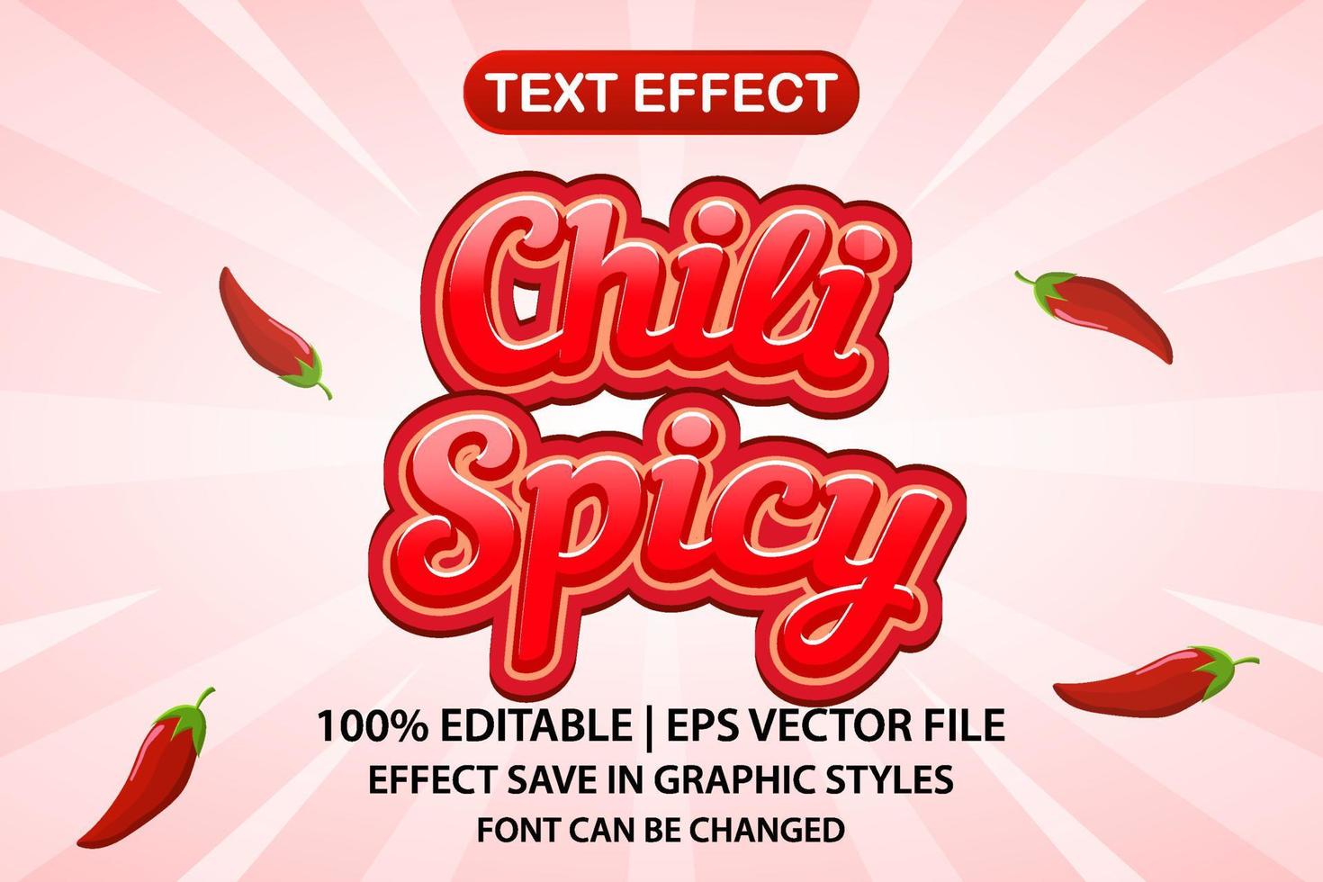 efeito de texto editável 3d com pimenta picante vetor