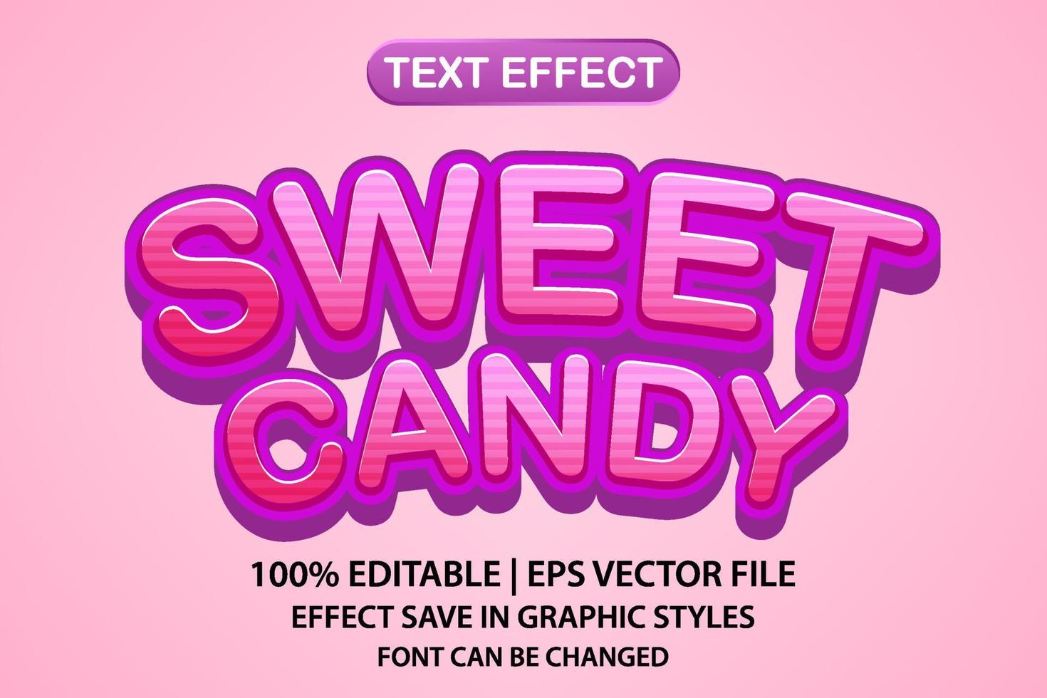 efeito de texto editável 3d sweet candy vetor