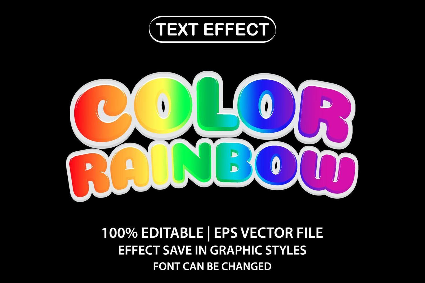 efeito de texto editável em 3D de arco-íris colorido vetor