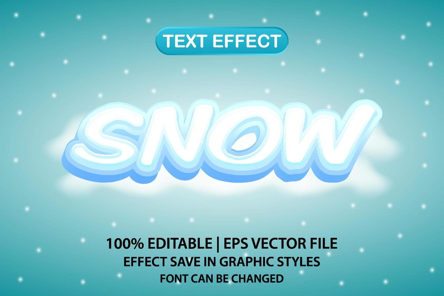 efeito de texto editável 3d da neve vetor